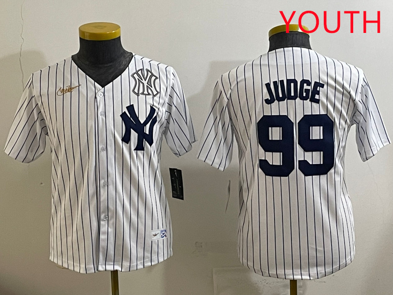 Youth New York Yankees 99 Judge White 2025 Nike MLB jersey style 1